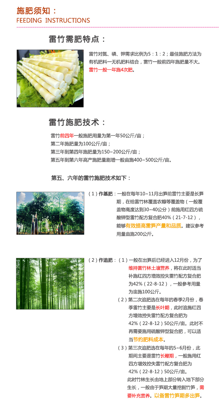紅四方雷竹增效控失專用肥42%（22-8-12）施肥須知